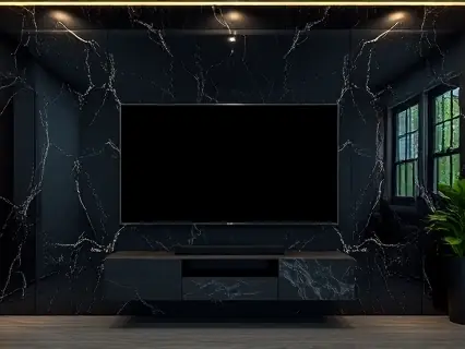 Ambiente escuro com televisão desligada