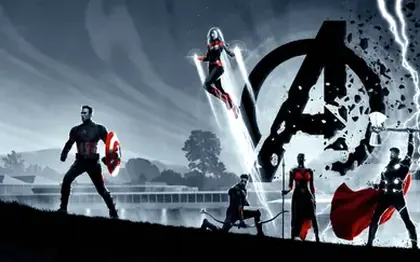 Arte ilustrativa de filme de super-heróis