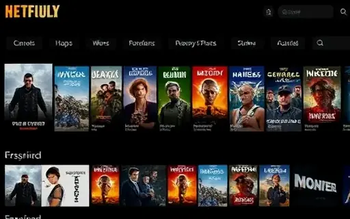 Catálogo de filmes em interface de streaming