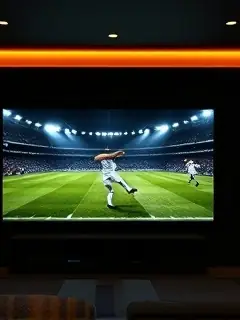 Sala de cinema em casa com tela grande
