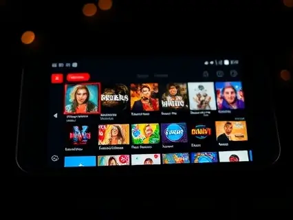 Tablet exibindo plataforma de streaming