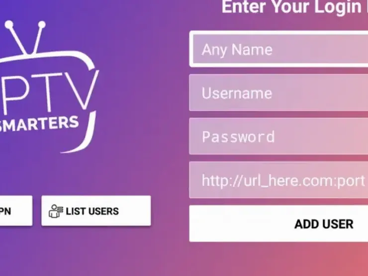 Tela de login do IPTV Smarters